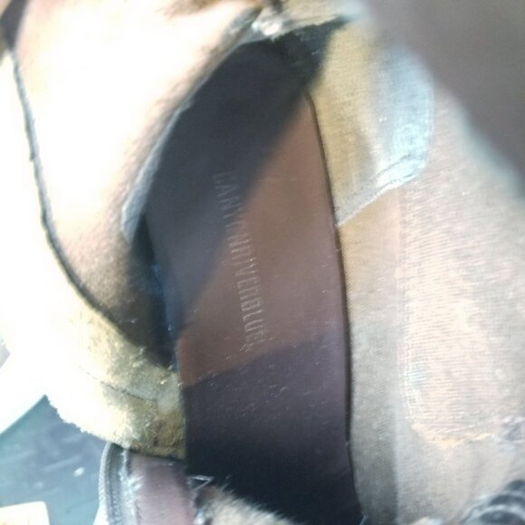 Vintage square toe chunky platform heel leather boots size 11 - Picture 9 of 12